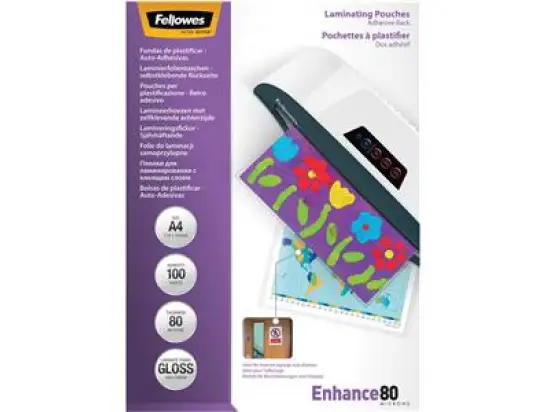 Laminierhülle Fellowes 5302202 A4 80my selbstklebend, Pack 100 Stk