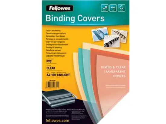 Präsentationsdeckblatt Fellowes 5375901 A4 PVC 180Mic transparent, Pack 100 Stk