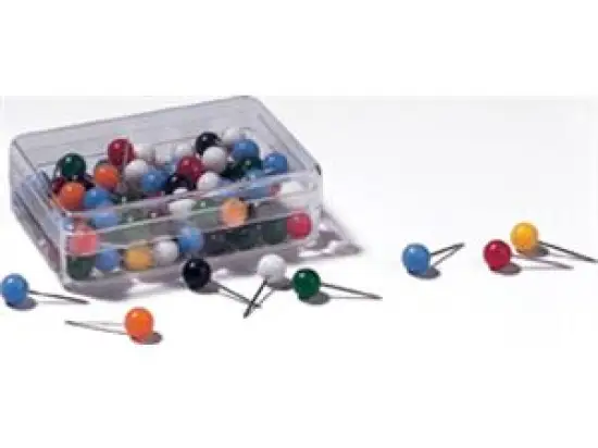 Pinnadeln Franken 4300/10099 4300/100 99 47090 mit Rundkopf farblich sortiert, Pack 100 Stk