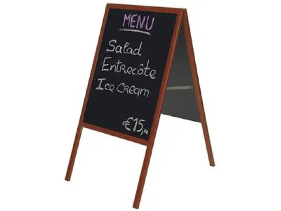 Kundenstopper Franken BSKA1 schwarz Kreide mit kirschfarbigen Holzrahmen A1