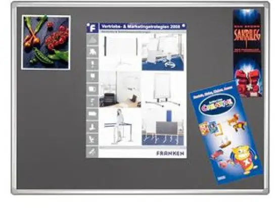 Pinntafel Franken PT830312 Filz 120x90cm silbergrau silbereloxierter Aluminiumrahmen