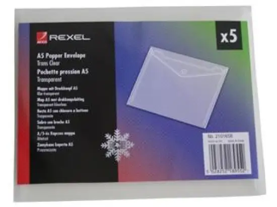 Dokumententasche Rexel 2101658 ICE A5 klar, Pack 10 x 5 Stk