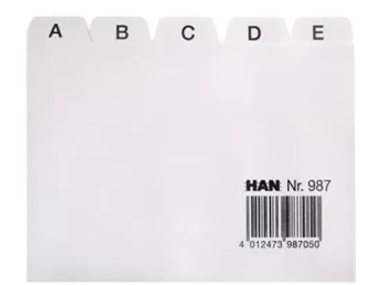 Leitregister HAN 987 A7-quer A-Z grau PP 25-teilig, für Karteikästen/-tröge