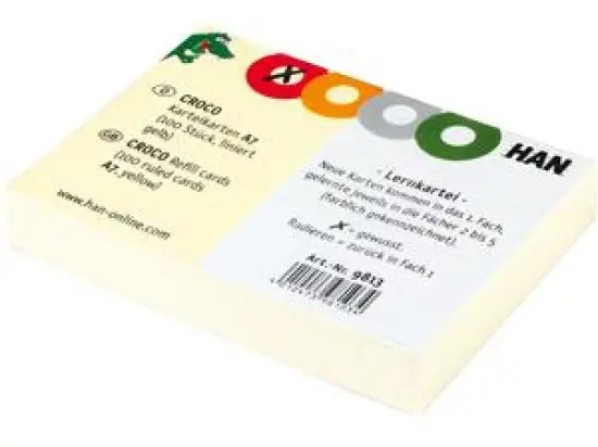 Karteikarten HAN 9811 A8 liniert gelb für CROCO 2-6-19, Pack 100 Stk
