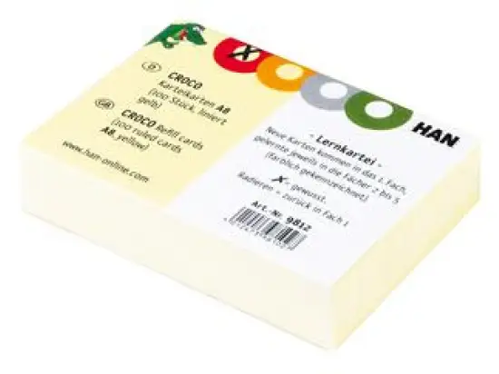 Karteikarten HAN 9812 A8 liniert gelb für CROCO 190g, Pack 10 x 100 Stk