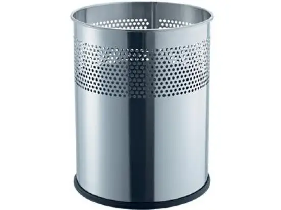 Papierkorb Helit H2515700 15 Liter Edelstahl Metall Lochdekor