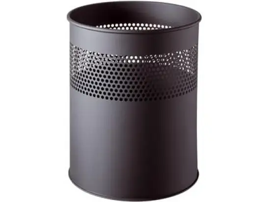 Papierkorb Helit H2515795 15 Liter mattschwarz Metall Lochdekor