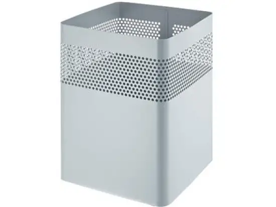Papierkorb Helit H2515987 18 Liter mittelgrau Metall Lochdekor quadratisch
