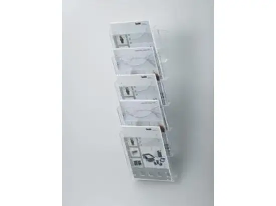Wand-Prospekthalter Helit H6103102 inkl. 5 Prospekthalter glasklar