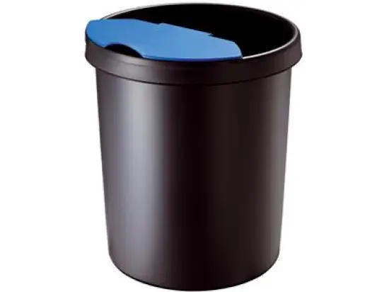 Abfalleinsatz Helit H6106593 mit Deckel 6 Liter schwarz/blau für Papierkorb H61061 und H61062