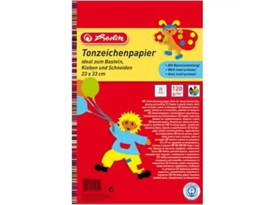 Tonzeichenpapierblock Herlitz 00229401 23x33cm 120g farbig sortiert 20 Blatt, Pack 5 Stk