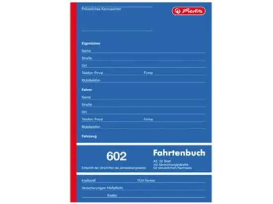 Fahrtenbuch PKW Herlitz 300010243 00840637 602 A5/32 Blatt, Pack 4 Stk