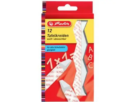 Wandtafelkreide Herlitz 300010398 08648107 weiß, Pack 12 Stk