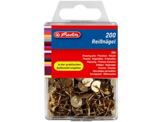 Reißnägel Herlitz 08770208 Metall messing, Pack 5 x 200 Stk