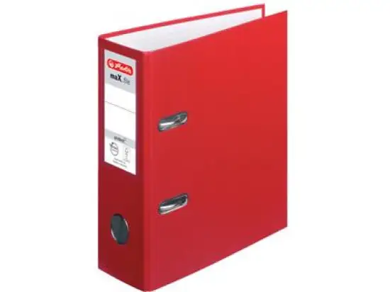Ordner Herlitz 10842318 maX.file protect A5, 80mm, Pappe/PP-Folie, Wechselfenster, rot