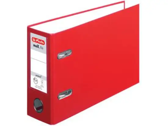 Ordner Herlitz 10842342 maX.file protect A5-quer, 80mm, Pappe/PP-Folie, Wechselfenster rot