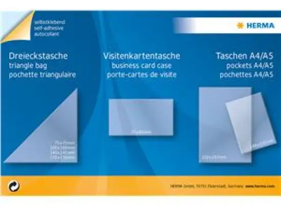 Visitenkartentasche Herma 1421 95x60mm selbstklebend glasklar, Pack 24 Stk