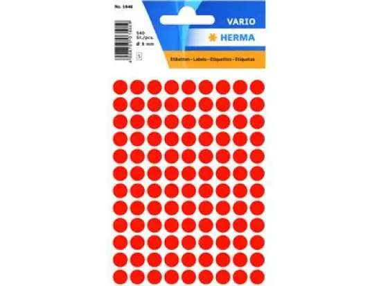 Markierungspunkte Herma 1846 Vario Ø 8mm leuchtrot, Pack 540 Stk/5 Blatt
