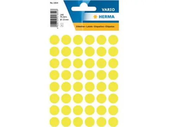 Markierungspunkte Herma 1854 Vario Ø 12mm leuchtgelb, Pack 10 x 240 Stk/5 Blatt