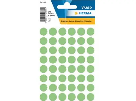 Markierungspunkte Herma 1865 Vario Ø 12mm grün, Pack 240 Stk/5 Blatt
