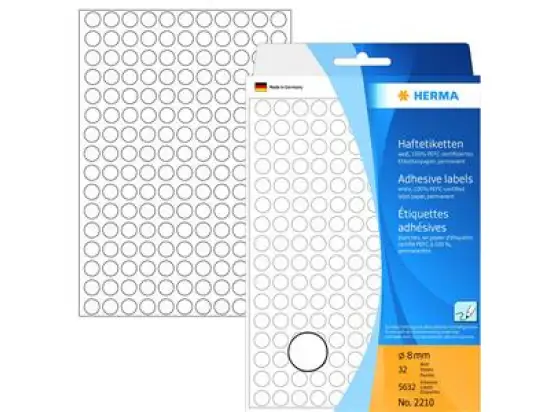 Markierungspunkte Herma 2210 Ø 8mm weiß, Pack 5632 Stk/32 Blatt
