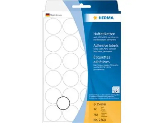 Markierungspunkte Herma 2260 Ø 25mm weiß, Pack 768 Stk