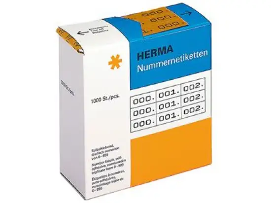 Nummern-Etiketten Herma 4807 10 x 22 mm, 0-999, 3-fach braun/schwarz, Pack 1000 Stk