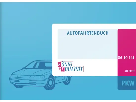Fahrtenbuch PKW König & Ebhardt 86-10141 8610141 A6 quer, 80 Seiten, Karton, magenta/hellblau, Pack 10 Stk