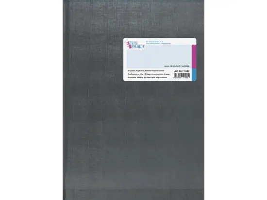 Spaltenbuch König & Ebhardt 86-11042 8611042 mit Kopfleiste, A4, 192 Seiten, mit Seitenzahlen, 4 Spalten, Kunststoff, grau