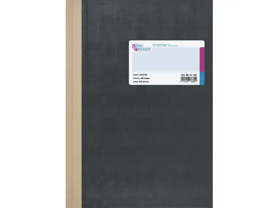 Geschäftsbuch König & Ebhardt 86-14125 8614125 A4, 480 Seiten, mit Seitenzahlen, liniert, Kunststoff, grau