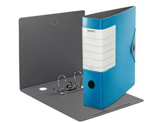Ordner Leitz 1112-00-30 11120030 Solid A4, 82mm, Polyfoam, Gummizug, Wechselfenster, hellblau, Pack 5 Stk