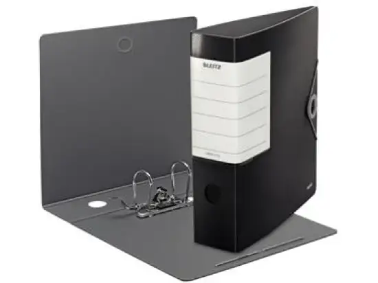 Ordner Leitz 1112-00-95 11120095 Solid A4, 82mm, Polyfoam, Gummizug, Wechselfenster, schwarz, Pack 5 Stk