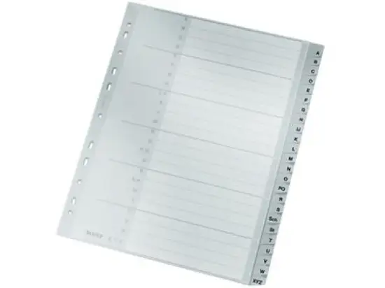 Buchstaben-Register Leitz 1261-00-85 12610085 A4 A-Z Überbreite grau PP 24-teilig, Pack 20 Stk