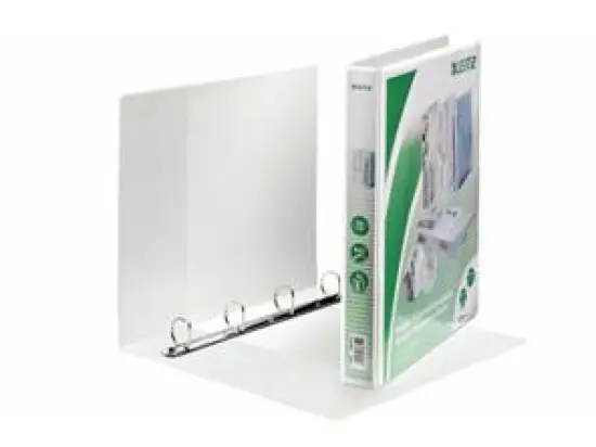 Präsentationsringbuch Leitz 4284-00-01 42840001 A4, 4 Ringe Ø 25 mm, Pappe/PP-Folie, 3 Außentaschen, 3 Innentaschen, D-Ring-Mechanik, weiß