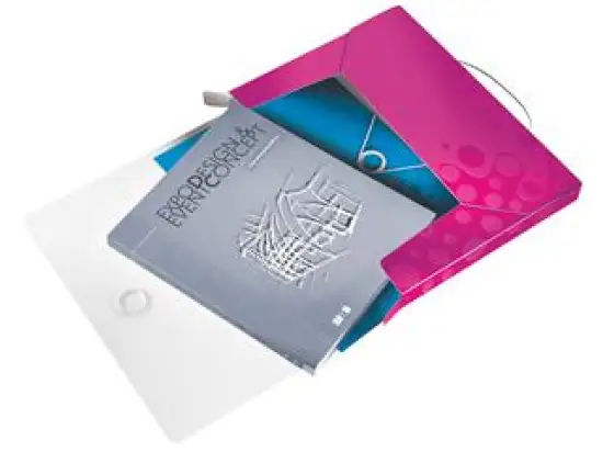 Ablagebox Leitz 4629-00-23 46290023 Wow pink-metallic A4 PP 30mm mit Rückenschild, Pack 5 Stk