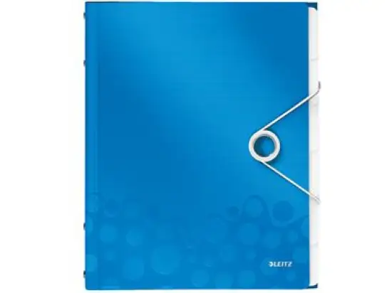 Ordnungsmappe Leitz 4633-00-36 46330036 Wow 6-Fächer A4 blau PP mit Gummizugverschluss, Pack 4 Stk
