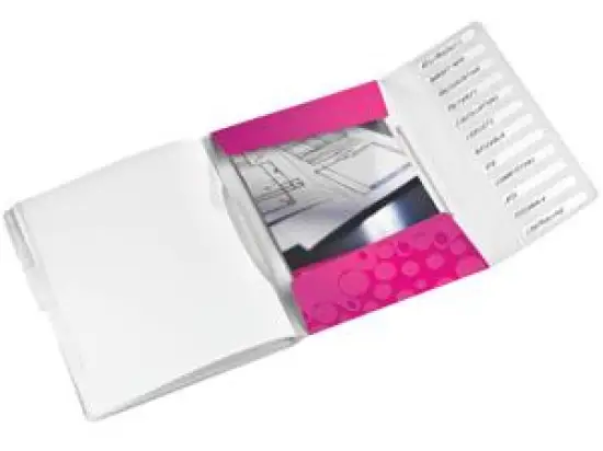 Ordnungsmappe Leitz 4634-00-23 46340023 Wow 12-Fächer A4 pink PP mit Gummizugverschluss, Pack 4 Stk