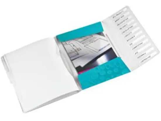 Ordnungsmappe Leitz 4634-00-51 46340051 Wow 12-Fächer A4 eisblau PP mit Gummizugverschluss, Pack 4 Stk