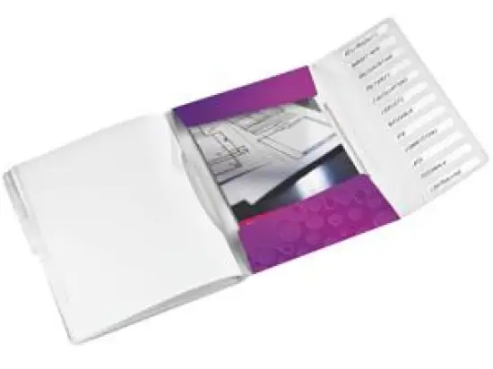 Ordnungsmappe Leitz 4634-00-62 46340062 Wow 12-Fächer A4 violett PP mit Gummizugverschluss, Pack 4 Stk