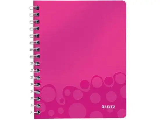 Collegeblock Leitz 4641-00-23 46410023 Wow A5 kariert 80 Blatt 80g Einband PP pink-metallic, Pack 6 Stk