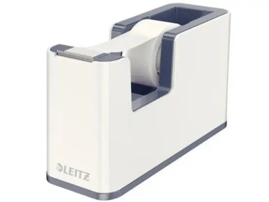 Tischabroller Leitz 5364-10-01 53641001 Wow Duo Colour weiß mit Rand grau-metallic für Rollen bis 19mmx33m