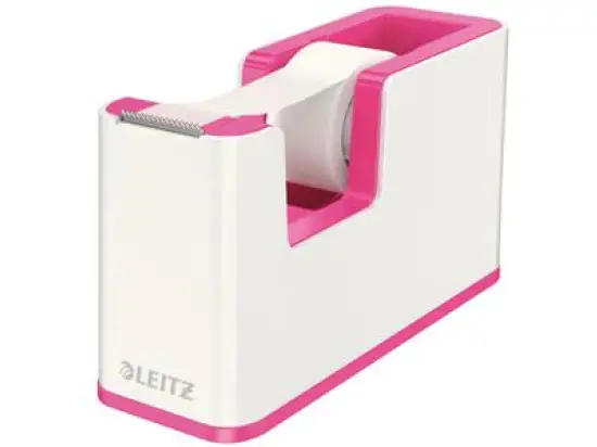Tischabroller Leitz 5364-10-23 53641023 Wow Duo Colour weiß mit Rand pink-metallic für Rollen bis 19mmx33m