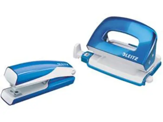 Mini Locher und Mini Heftgerät Set Leitz 5561-20-36 55612036 Wow blau-metallic