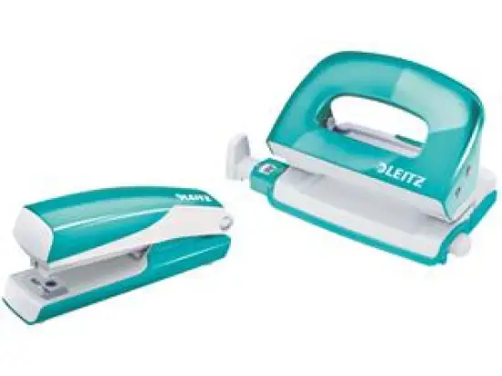 Mini Locher und Mini Heftgerät Set Leitz 5561-20-51 55612051 Wow eisblau-metallic