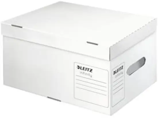 Archivbox Leitz 6105-00-00 61050000 Infinity weiß 35,5x25,5x19cm mit Deckel, Pack 10 Stk