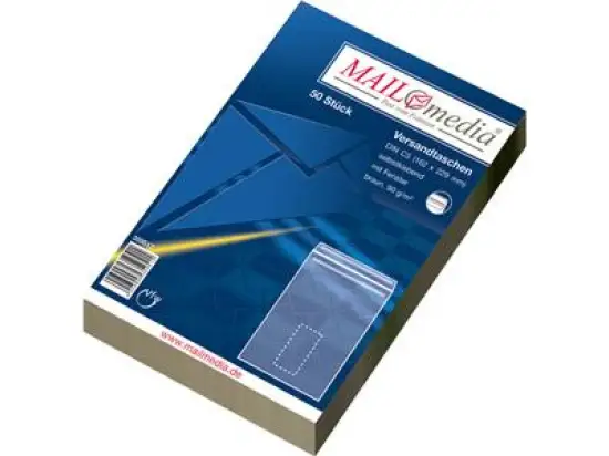 Versandtasche Mailmedia 30022379 359517 C5 mit Fenster selbstklebend braun 90g, Pack 50 Stk