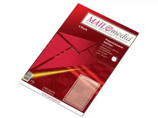 Versandtasche Mailmedia 30002544 395130 B4 ohne Fenster haftklebend weiß Papprückwand 120g, Pack 5 Stk
