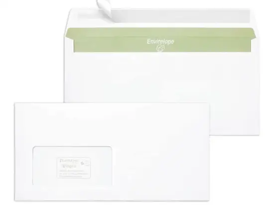 Briefumschlag Mailmedia 30005444 227440 Envirelope DIN lang mit Fenster haftklebend weiß Recycling 80g, Pack 1000 Stk