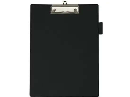 Schreibplatte / Klemmbrett Maul 2334490 A4 hoch schwarz mit Folienüberzug und Fach hinten, Pack 12 Stk