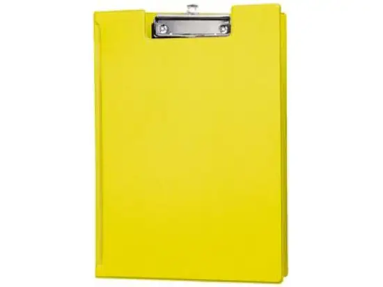 Schreibplatte / Klemmbrett Maul 2339213 gelb A4 8mm Klemmweite, mit Folienüberzug und Innentasche, Pack 12 Stk